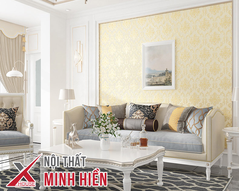 Giấy dán tường phòng khách phong cách châu Âu