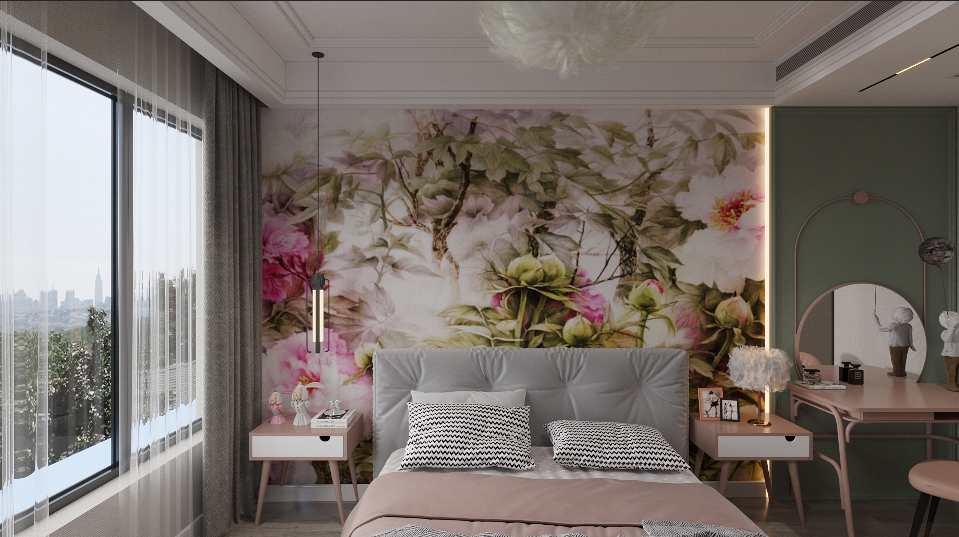 Tranh dán tường hoa mẫu đơn