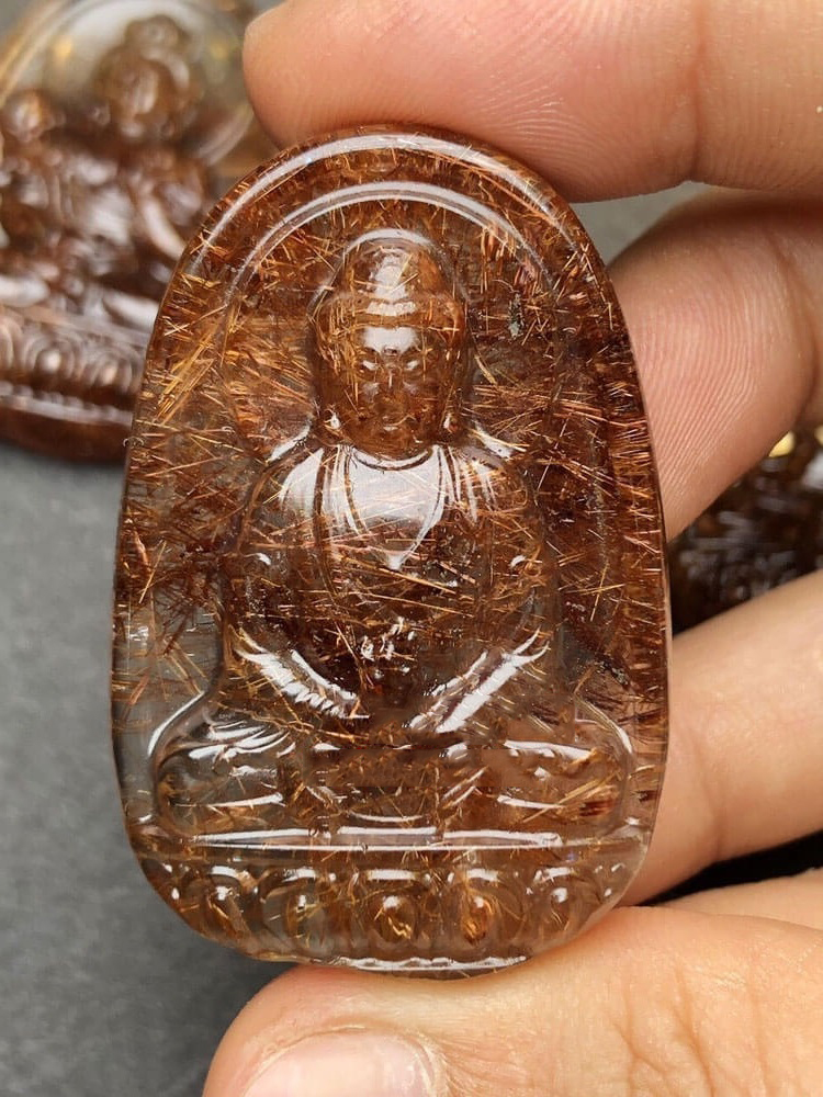 Mặt phật thạch anh tóc nâu