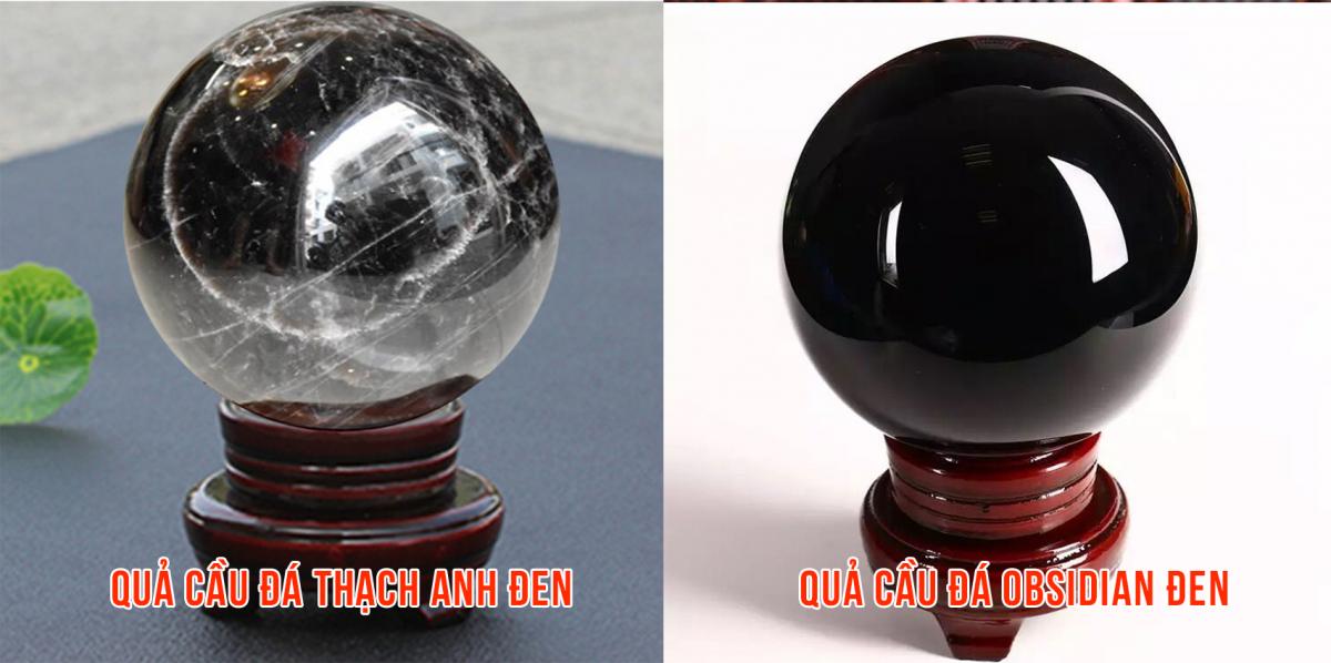 Quả cầu thạch anh đen và quả cầu obsidian đen